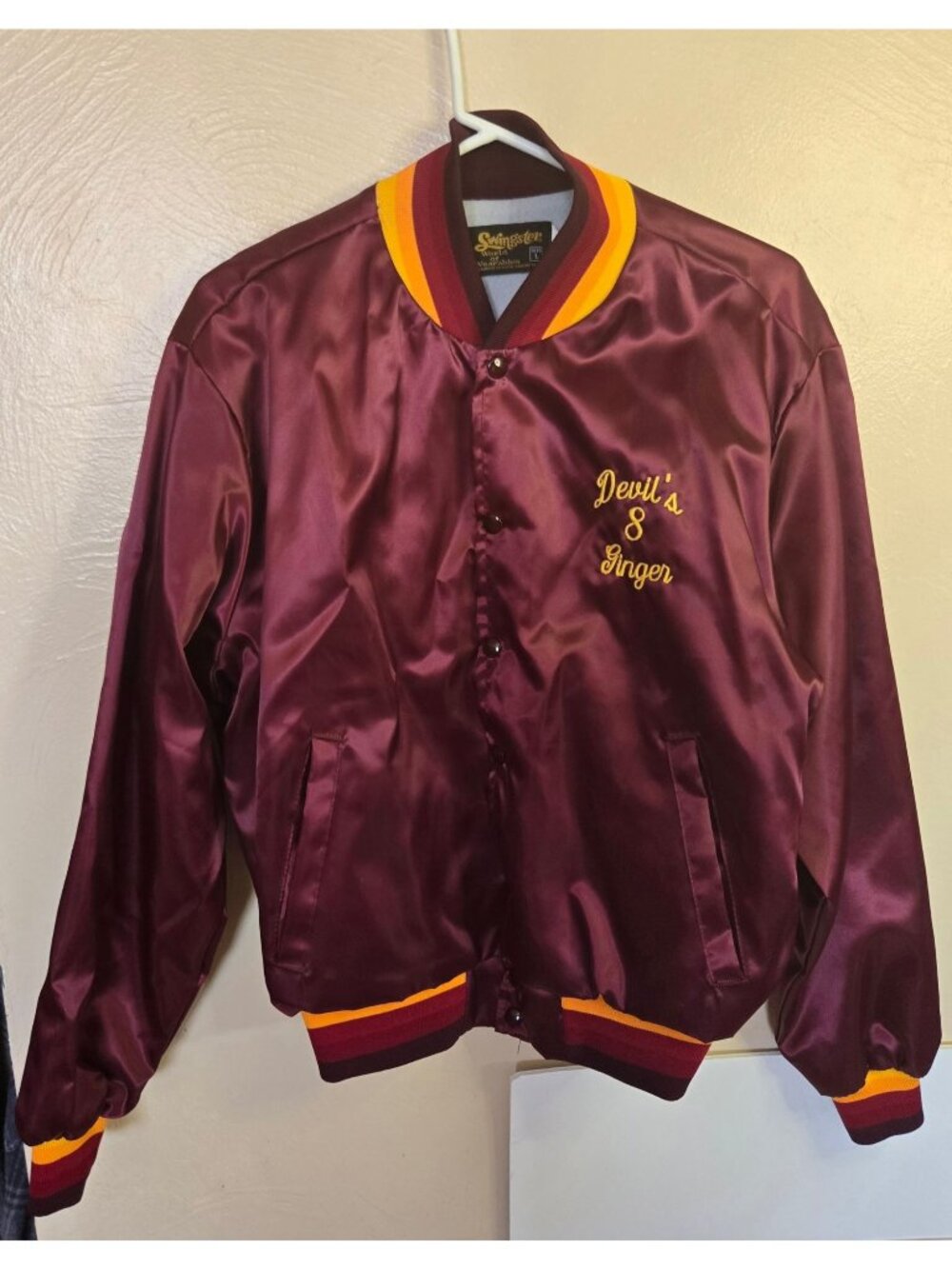 Vintage Liquor Barrel Bar Satin jacket Tucson Original Devil's 8 Size Large